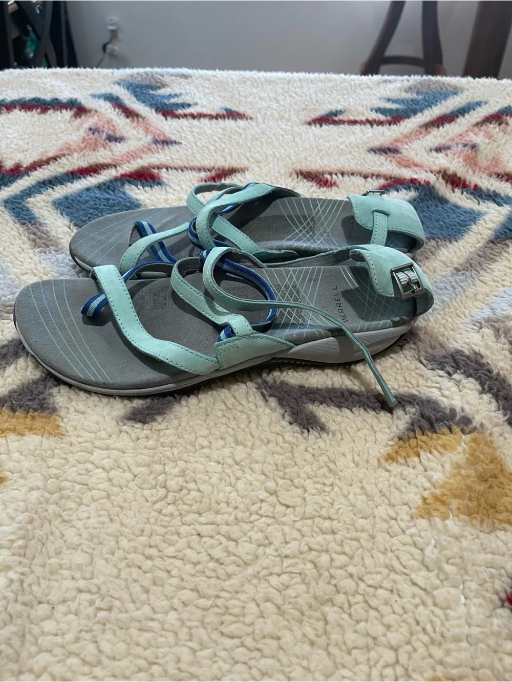 Merrell Light Blue & Grey Strappy Toe-Loop Sandals | Women’s Size 8 | Worn Once